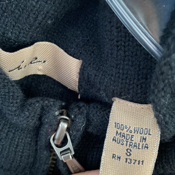 I E black wool cardigan blazer zipper sweater embellished detail boiled peplum S - Picture 2 of 4